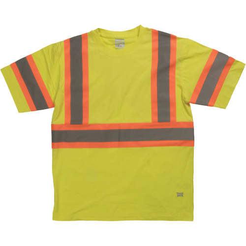 Short Sleeve Safety T-Shirt, Cotton, X-Small, High Visibility Lime-Yellow Superchem Industries