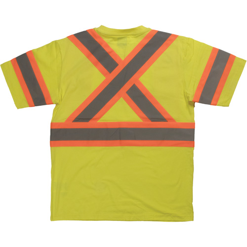 Short Sleeve Safety T-Shirt, Cotton, X-Small, High Visibility Lime-Yellow Superchem Industries