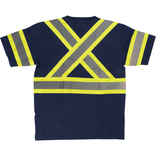 Short Sleeve Safety T-Shirt, Cotton, X-Small, Navy Blue Superchem Industries