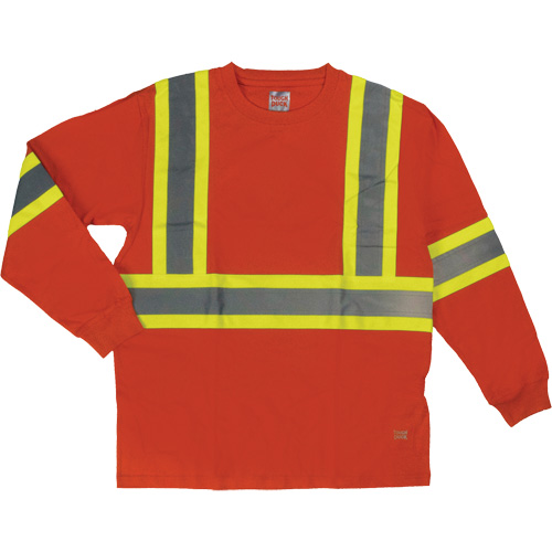 Long Sleeve Safety T-Shirt, Cotton, X-Small, High Visibility Orange Superchem Industries