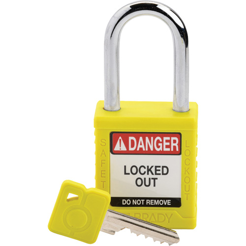 Cadenas de verrouillage Velocity, Jaune, Cl&eacute;s diff&eacute;rentes, Nylon, Largeur de 1-1/2" Superchem Industries