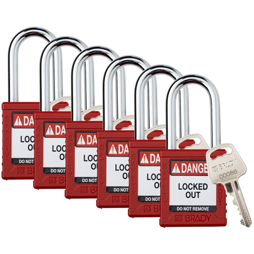 Velocity Lockout Padlocks, Red, Keyed Different, Nylon, 1-1/2" Width Superchem Industries