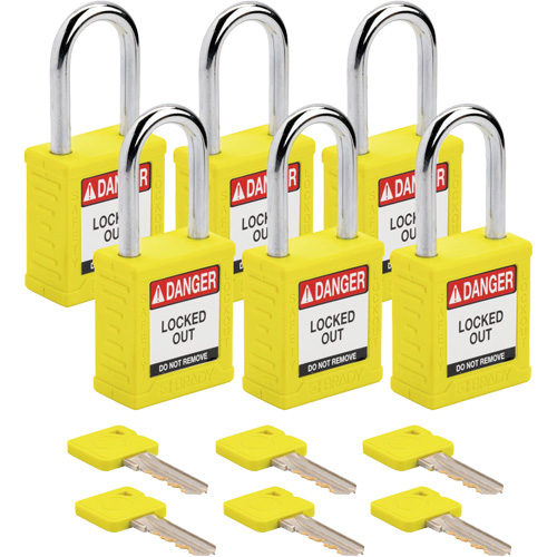 Velocity Lockout Padlocks, Yellow, Keyed Different, Nylon, 1-1/2" Width Superchem Industries