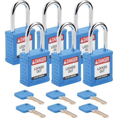 Cadenas de verrouillage Velocity, Bleu, Cl&eacute;s identiques, Nylon, Largeur de 1-1/2" Superchem Industries