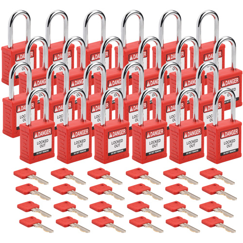 Velocity Lockout Padlocks, Red, Keyed Alike, Nylon, 1-1/2" Width Superchem Industries