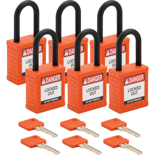 Velocity Lockout Padlocks, Orange, Keyed Different, Nylon, 1-1/2" Width Superchem Industries