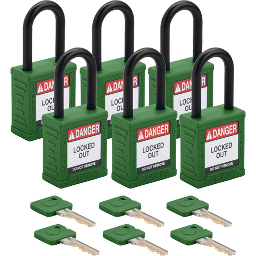 Cadenas de verrouillage Velocity, Vert, Cl&eacute;s diff&eacute;rentes, Nylon, Largeur de 1-1/2" Superchem Industries