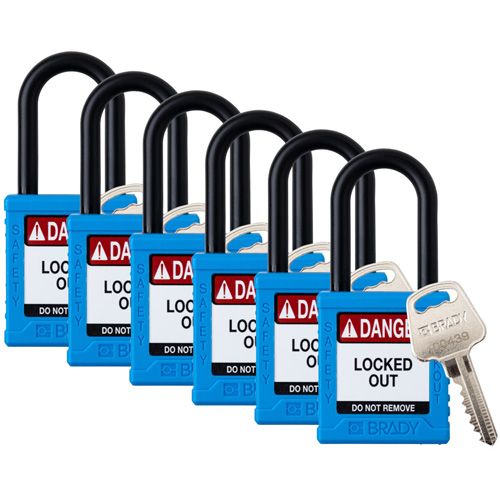 Cadenas de verrouillage Velocity, Bleu, Cl&eacute;s identiques, Nylon, Largeur de 1-1/2" Superchem Industries