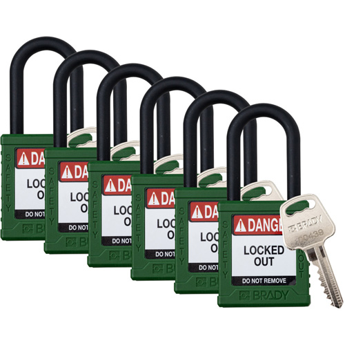 Cadenas de verrouillage Velocity, Vert, Cl&eacute;s identiques, Nylon, Largeur de 1-1/2" Superchem Industries