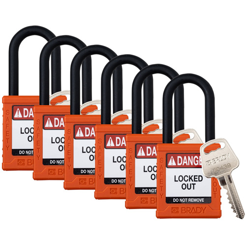 Velocity Lockout Padlocks, Orange, Keyed Alike, Nylon, 1-1/2" Width Superchem Industries