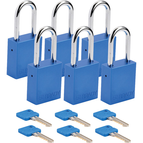 Cadenas de verrouillage Velocity, Bleu, Cl&eacute;s diff&eacute;rentes, Aluminium, Largeur de 1-1/2" Superchem Industries