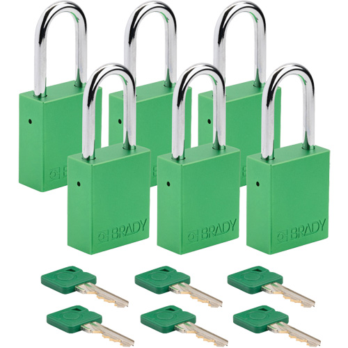Velocity Lockout Padlocks, Green, Keyed Different, Aluminum, 1-1/2" Width Superchem Industries