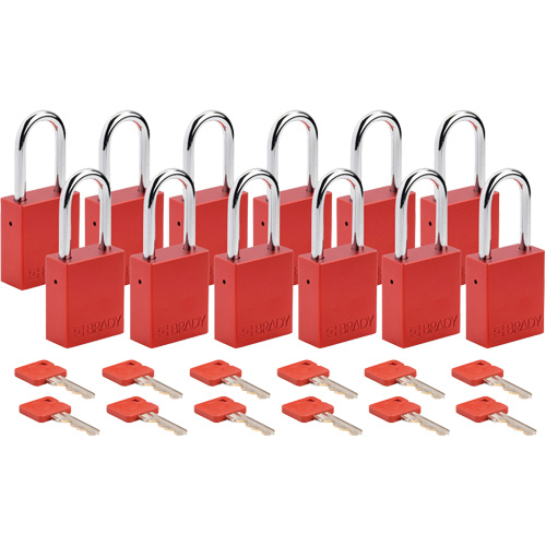 Cadenas de verrouillage Velocity, Rouge, Cl&eacute;s diff&eacute;rentes, Aluminium, Largeur de 1-1/2" Superchem Industries