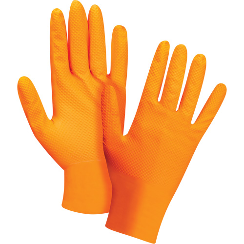 Heavyweight Tactile Grip Examination Gloves, Small, Nitrile, 8-mil, Powder-Free, Orange Superchem Industries