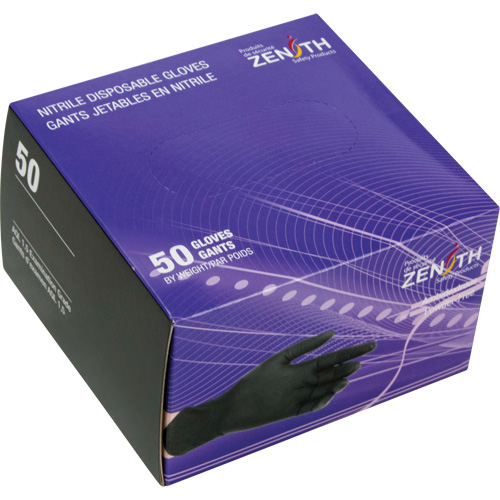 Emballages de gants jetables pour machine distributrice, Moyen, Nitrile, 5 mils, Sans poudre, Noir, Classe 2 Superchem Industries