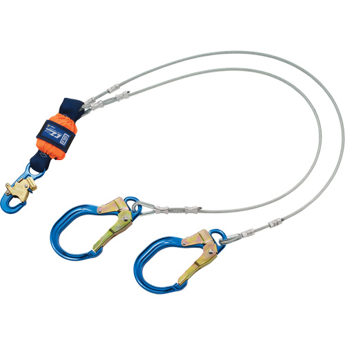 Energy Absorbing Lanyard, 6', Rebar Hook Center, Snap Hook Leg Ends, Metal Superchem Industries