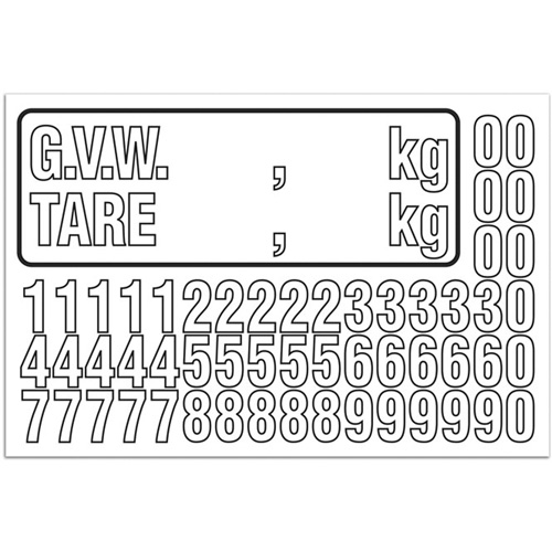 G.V.W. Truck Number Kit, Assorted Numbers/Letters/Punctuation, White Superchem Industries