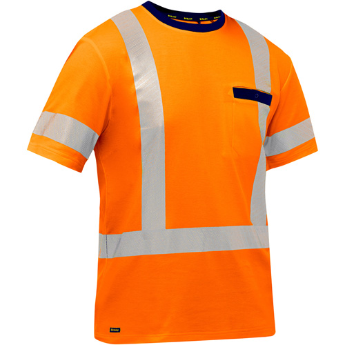 Bisley&reg; X-Back Short Sleeve Shirt, Poly-Cotton, Small, High Visibility Orange Superchem Industries