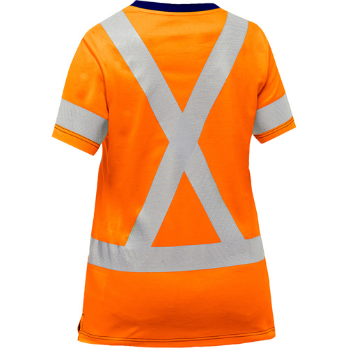 Chemise &agrave; manches courtes et X au dos Bisley pour femmes, Poly-coton, Petit, Orange haute visibilit&eacute; Superchem Industries