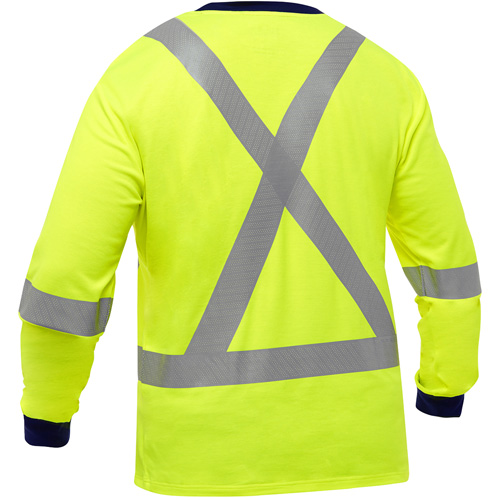 Chemise &agrave; manches longues et X au dos Bisley, Poly-coton, Petit, Jaune lime haute visibilit&eacute; Superchem Industries