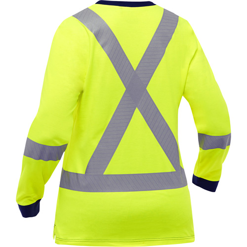 Bisley&reg; Women's X-Back Long Sleeve Shirt, Poly-Cotton, Small, High Visibility Lime-Yellow Superchem Industries