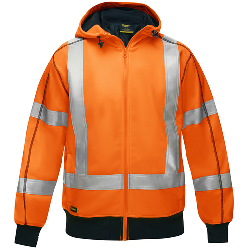Coton ouat&eacute; doubl&eacute; de sherpa avec capuchon &agrave; fermeture &eacute;clair compl&egrave;te et X au dos Bisley, 3T-Grand, Orange haute visibilit&eacute; Superchem Industries