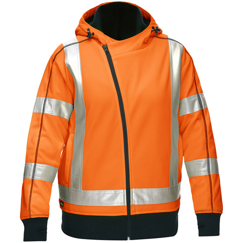 Coton ouat&eacute; doubl&eacute; de sherpa avec capuchon &agrave; fermeture &eacute;clair compl&egrave;te et X au dos Bisley pour femmes, T-Grand, Orange haute visibilit&eacute; Superchem Industries