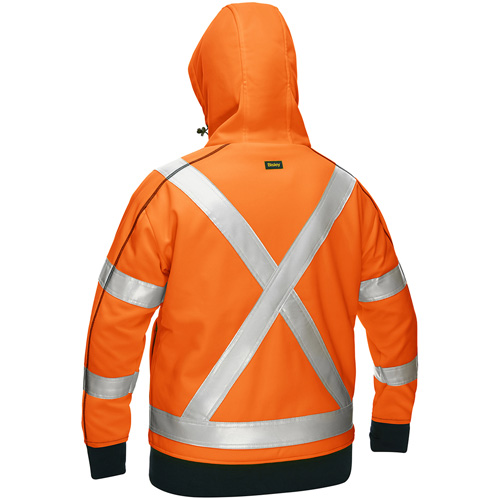 Coton ouat&eacute; doubl&eacute; de sherpa avec capuchon &agrave; fermeture &eacute;clair compl&egrave;te et X au dos Bisley pour femmes, T-Grand, Orange haute visibilit&eacute; Superchem Industries