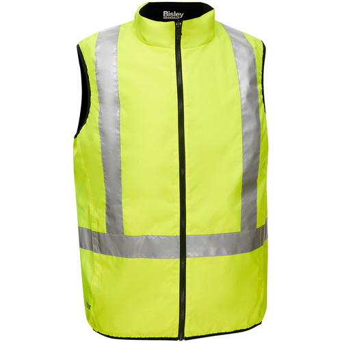 Veste bouffante r&eacute;versible avec X au dos Bisley, Jaune lime haute visibilit&eacute;, T-Grand, Polyester Superchem Industries