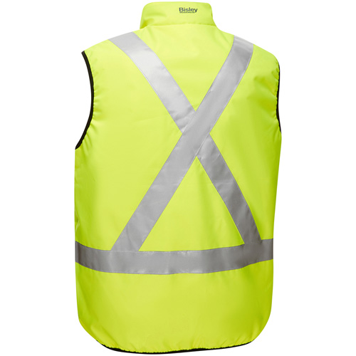 Veste bouffante r&eacute;versible avec X au dos Bisley, Jaune lime haute visibilit&eacute;, T-Grand, Polyester Superchem Industries