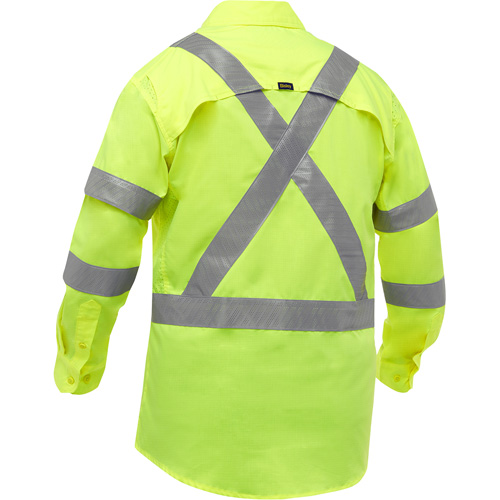 Chemise de travail &agrave; manches longues et X au dos Bisley avec X-Airflow, Poly-coton, Petit, Jaune lime haute visibilit&eacute; Superchem Industries