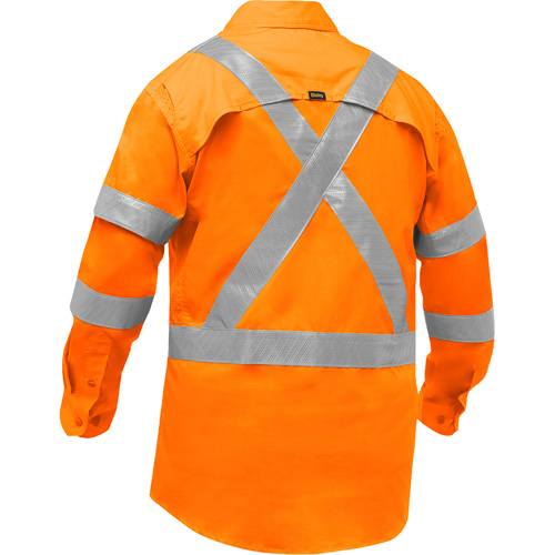 Chemise de travail &agrave; manches longues et X au dos Bisley avec X-Airflow, Poly-coton, Petit, Orange haute visibilit&eacute; Superchem Industries