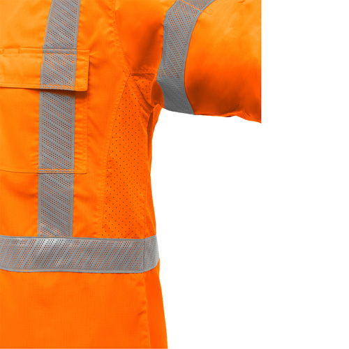 Chemise de travail &agrave; manches longues et X au dos Bisley avec X-Airflow, Poly-coton, Petit, Orange haute visibilit&eacute; Superchem Industries