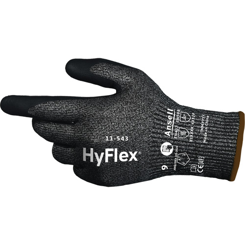 Gants r&eacute;sistants &agrave; la coupe HYFLEX 11-543, 6, Calibre 13, Rev&ecirc;tement Nitrile, ASTM ANSI niveau A7/EN 388 niveau F Superchem Industries