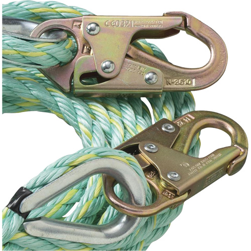 VL-1122-100 Vertical Lifeline Rope with Anchor End Snap Hook, Copolymer Superchem Industries