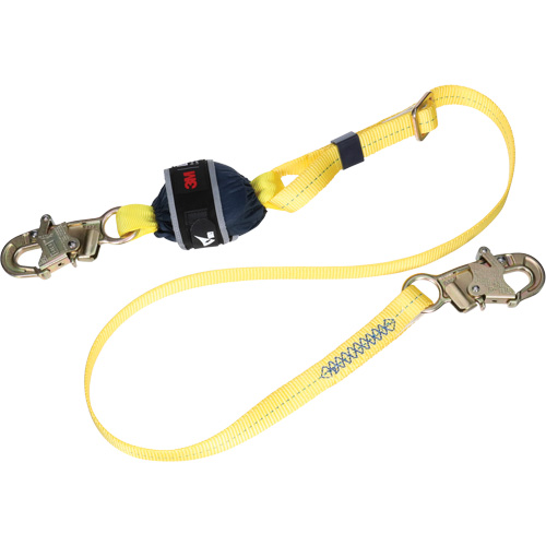 Adjustable Web Shock-Absorbing Lanyard, 6', Snap Hook Center, Snap Hook Leg Ends, Polyester Superchem Industries