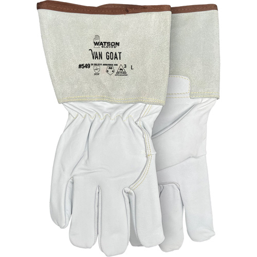Gants r&eacute;sistant &agrave; la coupe et &agrave; l'arc &eacute;lectrique Van Goat 549, Taille Moyen, Enveloppe en Cutshield/Para-aramide/Polyester/Acier inoxydable/Ch&egrave;vre, ASTM ANSI niveau A6/EN 388 niveau F Superchem Industries