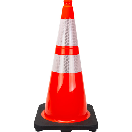 Premium Traffic Cone, 28", Orange, 4" & 6" Reflective Collar(s) Superchem Industries