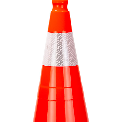C&ocirc;ne de signalisation de premi&egrave;re qualit&eacute;, 28", Orange, Bande(s) r&eacute;fl&eacute;chissante(s) 4" Superchem Industries