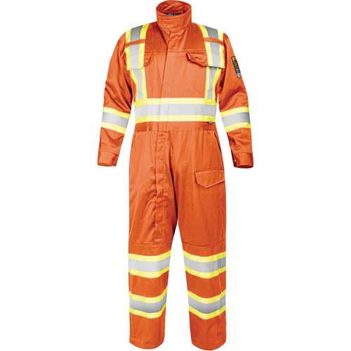 Combinaison ignifug&eacute;e avec bandes haute visibilit&eacute;, Taille Petit, Orange Superchem Industries
