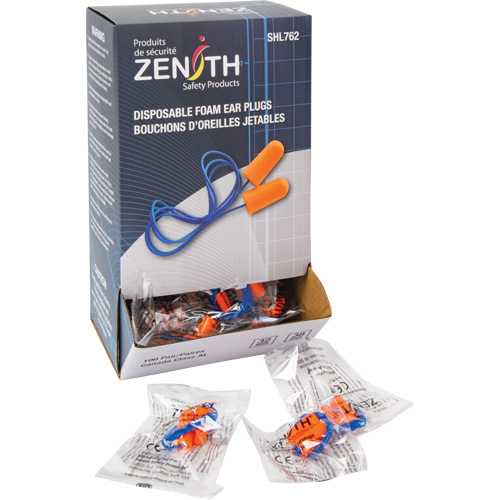 Foam Earplugs, Pair - Polybag, Corded Superchem Industries