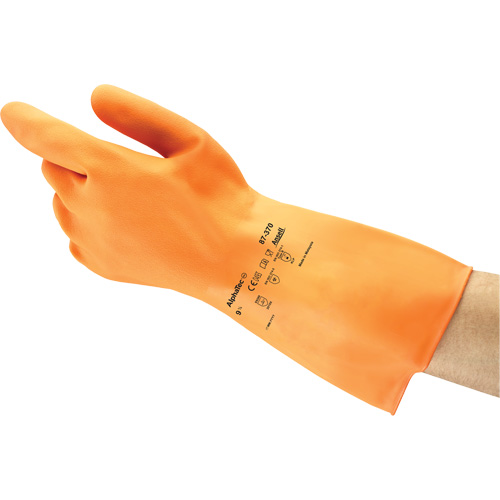 Gants ALPHATEC 87-320, Taille 7, 11,8" lo, Latex de caoutchouc, Doublure en Ouat&eacute;e, 18 mils Superchem Industries
