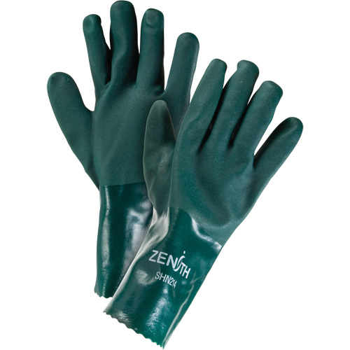 Gants verts &agrave; double enduit, 12" lo, PVC, Doublure en Jersey de coton, 70 mils Superchem Industries