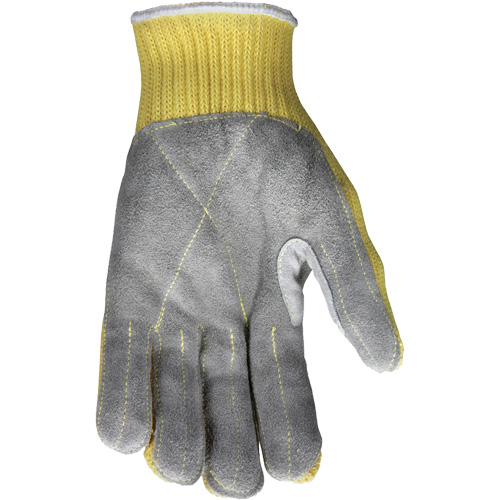 Gants de travail r&eacute;sistant &agrave; la coupe CutPro avec paume en cuir fendu, Taille Petit, Calibre 7, Enveloppe en Kevlar, ASTM ANSI niveau A3 Superchem Industries
