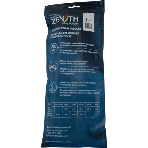 Semelles en mousse visco&eacute;lastique, Femmes 5 - 7 Superchem Industries