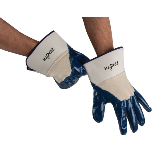 Gants &agrave; poignet de s&eacute;curit&eacute; de poids lourd, 11/2T-Grand, R&ecirc;vetement Nitrile, Enveloppe en Coton Superchem Industries