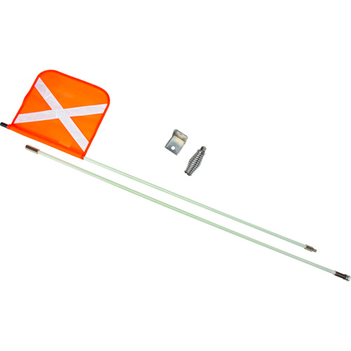 Heavy-Duty Safety Whip, Threaded Mount, 8' High, Orange with Reflective X Superchem Industries