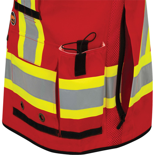 6678 Veste d'arpenteur antimicrobienne haute visibilit&eacute; avec dos en maille, Rouge, Petit, Polyester Superchem Industries