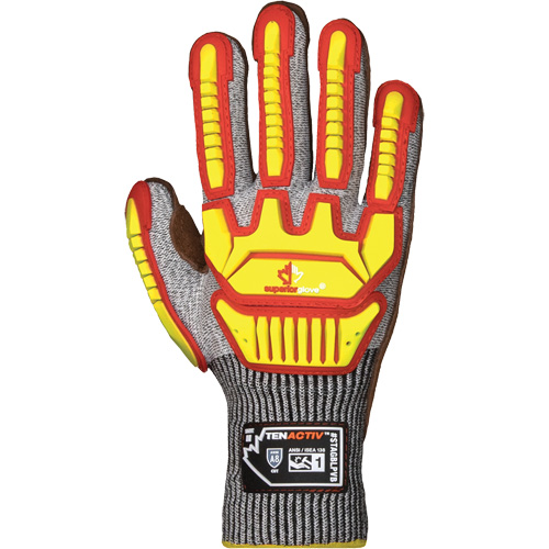 TenActiv STAGBLPVB Impact Gloves, Medium, Cowhide Palm, Knit Wrist Cuff Superchem Industries