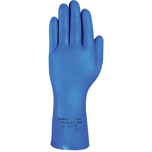 AlphaTec&reg; 37-501 Blue Medium-Duty Chemical-Resistant Gloves, Size 7, 13" L, Nitrile, 16.5-mil Superchem Industries
